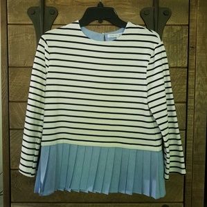 XS English Factory stripe tee with chambray peplum